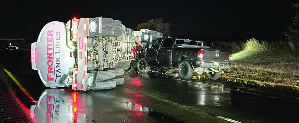 Overturned tanker causes traffic influx in Guthrie early Sunday morning.