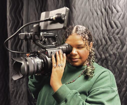 Guthrie High School Junior Jameelah Ramirez explores her creativity behind the camera, filming with professional video equipment in Meridian’s Digital Media program. Submitted photo