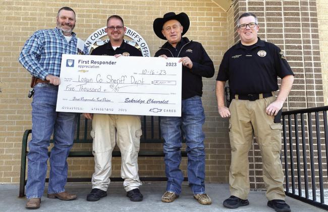 Eskridge Chevrolet has joined forces with Chevrolet and the Chevy First Responder program to show our gratitude to first responders who are committed to serving our community with care. Through this program, we are providing a sponsorship check to the Logan Co. Sheriff ’s Department.. For more information on Chevrolet’s commitment to supporting first responders, please visit https://www.gmfirstresponderappreciation. com/. Submitted
