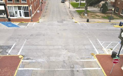 Intersection of 1st & Oklahoma. Photo courtesy of City of Guthrie Facebook page.