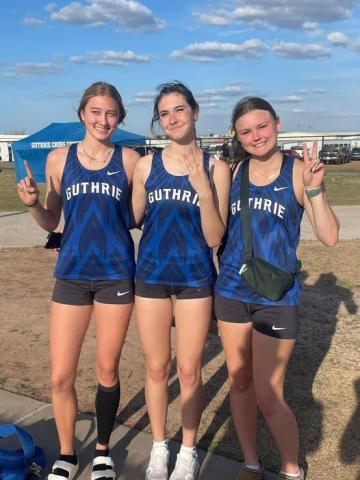 Guthrie's Lily Rechlin, Harly Chastain and Mary Vaughan at the Piedmont Invitational, March 27. Courtesy of Guthrie High School (Facebook).