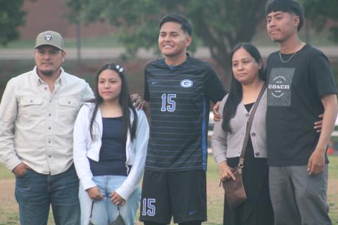 Guthrie's Gio Campos-Rojo joined by family on senior night, Tuesday, April 22. Taken by George McCormick.
