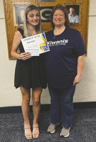 Guthrie High School sophomore Scout Evans was selected by the Kiwanis Club of Guthrie as its Walter Hurst Sophomore of the Year Scholarship winner. Photo courtesy of Kiwanis Club of Guthrie