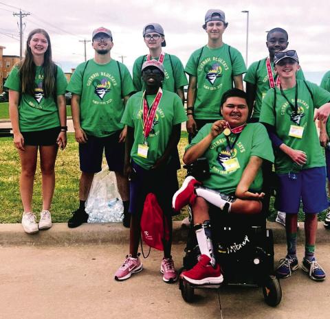 Members of the Guthrie High School team that competed in the Special Olympics Summer Games. Front row: Elijah Robles. Middle row, from left: Sanaa Jones; Hunter Swain. Back row, from left: Kennedi Wheeler (unified partner); Julian Duncan; Jordon King; Lance Evans (unified partner); Tre Bennett. Photo submitted by Laura Benham.