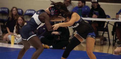 Lady Jay Gabby Kirk faces her opponent at the Holly Howard Tournament.