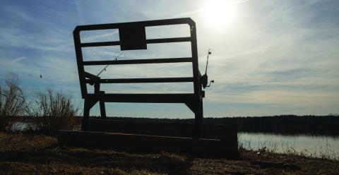 The bench placed at Liberty Lake in honor of Kyle Scruggs.