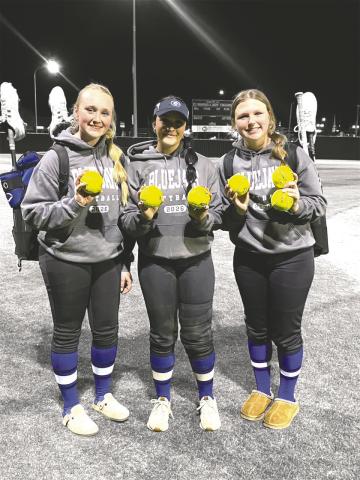 Freshman Anna Stevens, Juniors Brylan Shephard &amp; Savannah Ingle. Photo courtesy of Guthrie Lady Jays Softball Booster