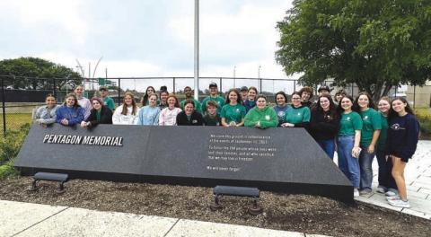 Oklahoma 4-H’ers attending the Citizenship Washington Focus stop for a photo opportunity at the Pentagon Memorial.