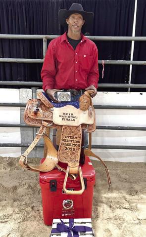 Tony Aska is the 2025 Bill Pickett Invitational Steer Wrestling Champion Held in Upper Marlboro, Maryland this was Aska’s 3rd time taking home the Buckle, winning in 2023 and 2024 as well. Submitted photo