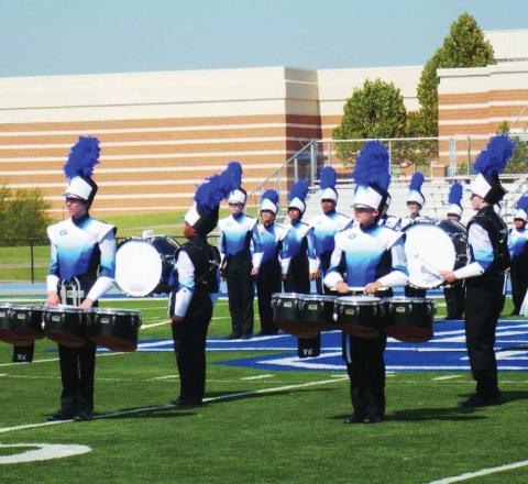 Guthrie High School Marching Band preliminary performance. Photo by Bobbi Waddell