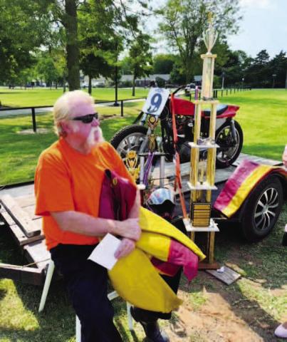 Jim Bachman with his vintage Harley