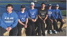 The boys competed at the Henryetta Quailifer. (L-R) Brennan Williams played 2 Singles, Trenton Edburg and Drake Shelton played 1 Doubles, Cayden Haynes played 1 singles and Nash Huskey and Caden Shipley played 2 doubles. Submitted photo.