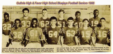Guthrie High and Favor High Bluejays Football Seniors 1966