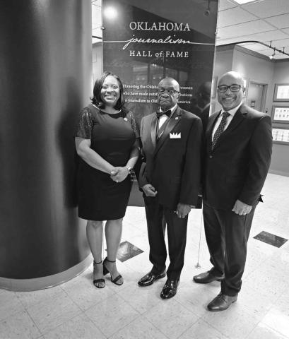 Dr Jackson, Dr Montgomery, Dr Peterson: 'Langston University President Ruth Ray Jackson (left) said Dr. Clyde Montgomery, Jr., (center) was committed to academic excellence and institutional advancement during his time at LU. Dr. Jackson succeeded Dr. Montgomery in his role as Vice President for Academic Affairs when he retired in 2019, and Dr. Alonzo Peterson (right) now serves in the position.'