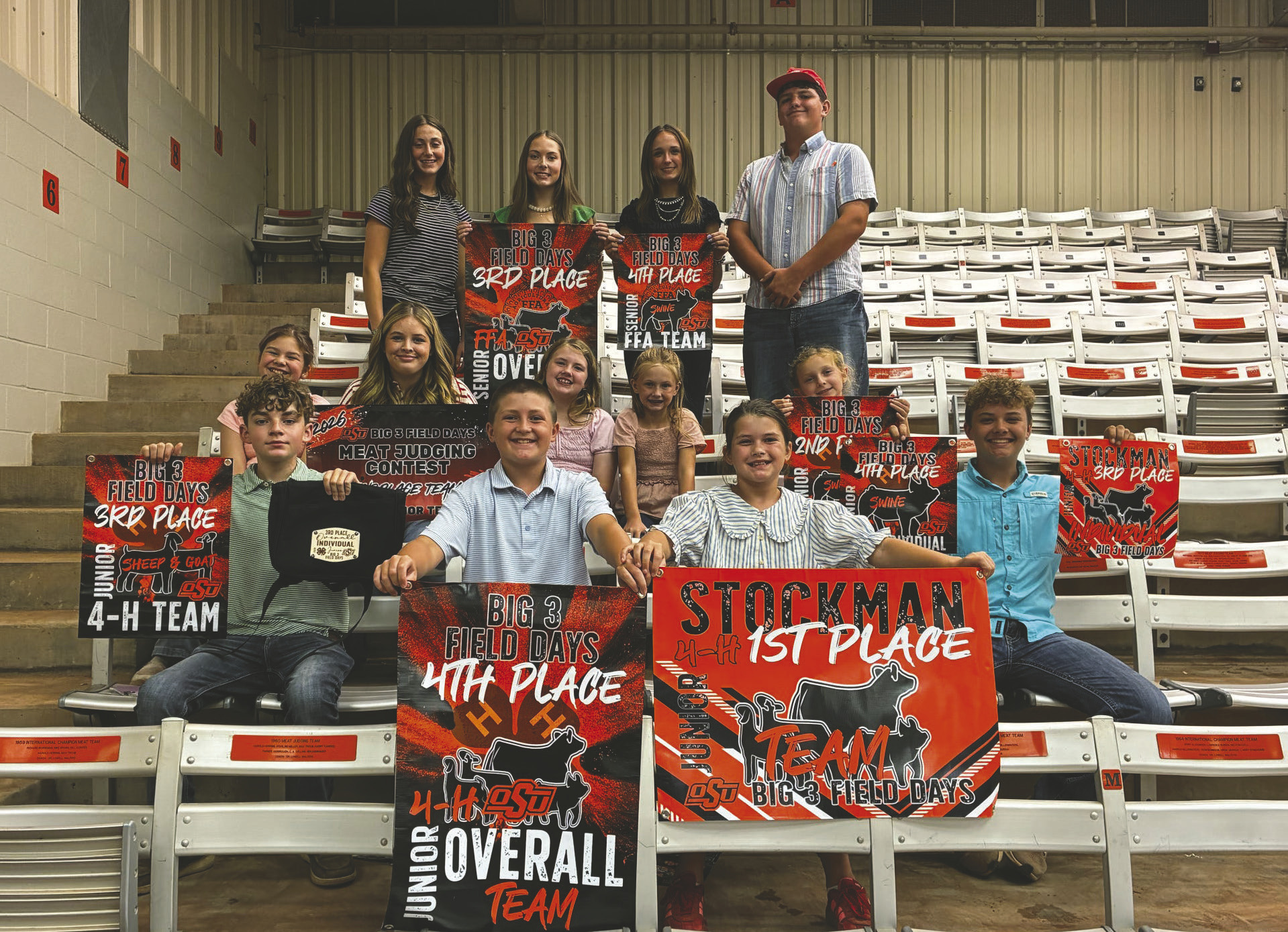 Back to Front: Berkley Mckay, Emersan Pool, Kilee Blehm, Lane Brown. 2nd Row: Lydia Martin, Kaydence Martin, Claire Brown, Adalie Paul, Mesa Harman. Front: Dax Inman, Beckett Wiss, Shiloh Wiss, Nicholas Brutchin