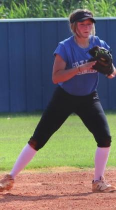 Guthrie sophomore second baseman Mckenna Tucker works on a double play drill on Monday