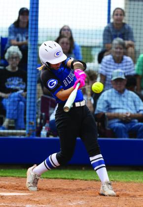 Guthrie’s Emalyn Redman bats during a game against Norman North in Guthrie, Oklahoma. Photo by Brent Fuchs