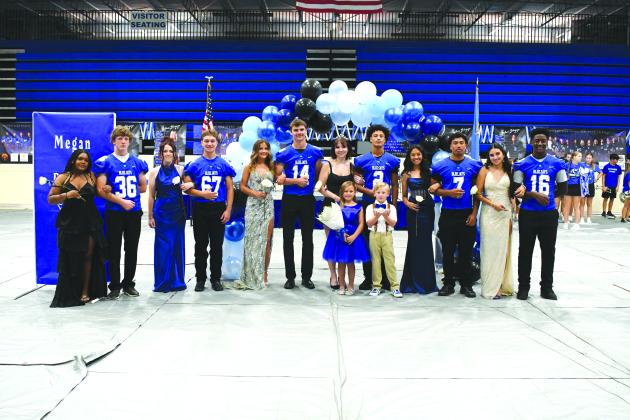 Under a sea of blue and silver, the 2026 Homecoming Royalty Court took center stage at the Student Homecoming Assembly. Zoe Adams, Cade Carey, Isabella Turner, Dane Henson, Megan Mefford, Daelon Rice, Brooklyn Schmidt, Skylor Scamman, Malaya Brown, Dominic Officer, Kenia Herrera Ayala and Gabriel Jackson represented their classes. Flower girl Logan Plagens and Crown barer Sutton Sanders are the youngest royalty to carry on the Bluejay Traditions. Returning Queen Brooklyn Schmidt added another chapter to her