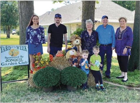 Jonquil Garden Club has chosen the home of James and Bonita Johnston, 1007 Mockingbird Dr. as our Yard of the Week. Pictured L to R: Zoe and Kameron Hopper, Bonita and James Johnston, homeowners, and Pam Williams, Jonquil Garden Club representative. Little helpers are KK and Jason Hopper.