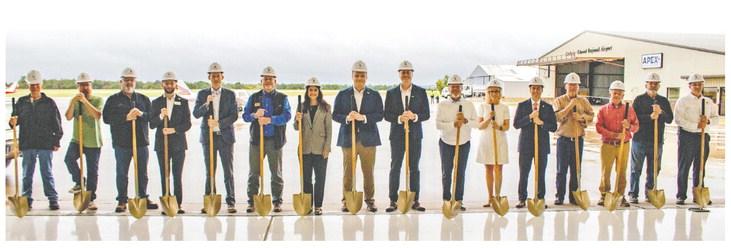 City and state leaders join community members Oct. 15 to celebrate the new terminal expansion at Guthrie-Edmond Regional Airport. The $7 million project includes a 5,500-square-foot terminal and additional aircraft parking space, marking a major investment in the region’s aviation future.