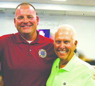Pictured Above, retiring Guthrie City Fire Chief Eric Harlow at his reception with Mayor Steve Gentling last week. Members of the Guthrie Fire Department, city staff, and many more were among those in attendance. Harlow retires after 12 years with the City of Guthrie. He will be missed. Photo by Aaron Ryburn/City of Guthrie