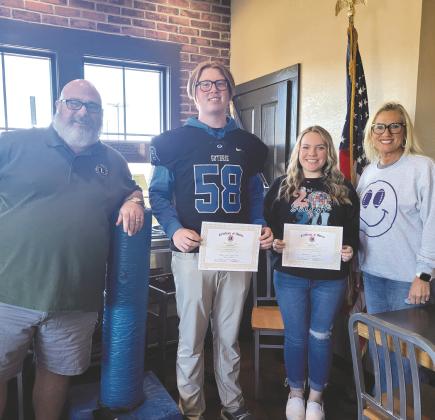 Guthrie Noon Lions Club October Students of the Month. Pictured, from left to right, Troy Jenkins, Christian Perrin, Makenna Bench, and Annie Chadd.
