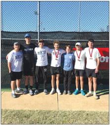 Guthrie Boys at the Duncan Tennis Tournament! 2 doubles Gavin Cook and Isaiah Dearman placed 4th. Carson Olmsted placed 5th at 1 singles, Jaxson Mayer placed 10th at 2 singles and Mason Mayer and Lane Goode placed 5th at 1 doubles!