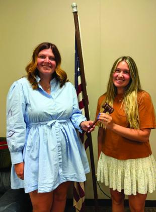 The Guthrie Rotary Club recently held their new officer installation. Outgoing-President, Coy McPeek (left) passed the gavel to Incoming- President, Katelyn Payne. The Guthrie Rotary Club meets at noon, on Mondays, at the Interbank Drive-thru meeting room. Submitted