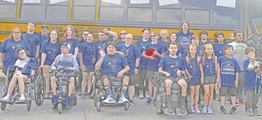 Special Olympians before boarding busses.