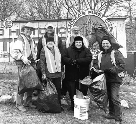 “Braving gale force winds and freezing temperatures, members of the Guthrie Noon Lions Club recently picked up trash on their designated “Adopt A Road” (Noble Ave/ Hwy 33). Actually, the winds were 10 miles an hour and the temps were about 40 degrees but (front row) Jan Goodyear, Patti Chamberlain, Gary Weeks, Steve Gentling, (back row) Jeff Hirzel and Troy Jenkins were out there picking up the trash. Good Work and Thank You.”
