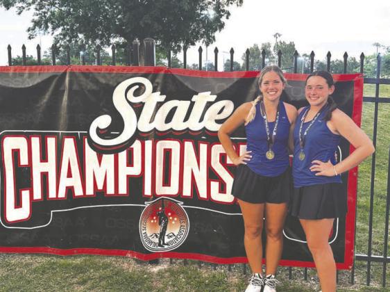 Lauren Taylor and Jillian Minter placed 5th at 2 doubles at State. They only lost one match to Carl Albert in the second round. They lost in a tight 3 set match. 6-7, 7-6, 6-4. Second day of State they went on to defeat Riverfield soundly 6-1, 6-0. In the next round they beat Altus and in their match for 5th they defeated Duncan 6-2, 6-3.