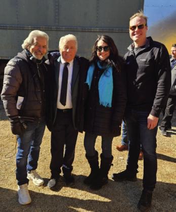Sam Baldoni, Martin Sheen, Erin Cook and Adam Ropp on set during filming of The One. Photo by Zachary Burns
