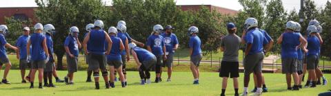 The Guthrie High School football teams opened practice on Monday morning to get ready for the 2021 season. Practice is in shorts and helmets for the first four days as the teams are practicing twice a day. The shoulder pads go on this Friday morning. The Bluejays will host a scrimmage with Bishop Kelly and Lawton on Friday night Aug. 20 with the freshman starting at 6 p.m. There were 59 kids out for the first varsity practice and approximately 25 freshmen for the ninth grade team.