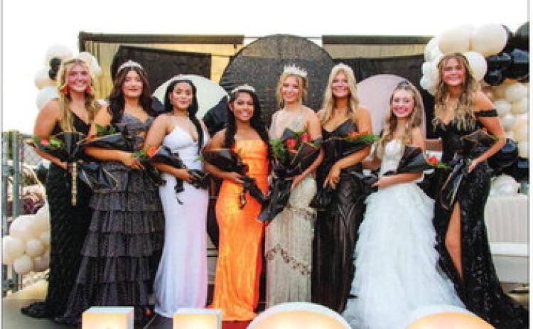 Crescent High School Homecoming Court 2025 pictured left to right Addi Payne, Miranda Dimmitt, Aja Adams-House, Zori Wilson, Gracie Ruggs, Kami Weber, Cheyenne Jenkins, Ava Beaty