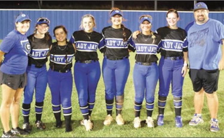 Pictured above: Guthrie High Assistant Softball Coach Kara Tarrant with seniors Katelynn Seiss, Ashaya Thirsty, McKenna Tucker, Abbie Echler, Ryann Waters, Hope Hayes and Head Coach Booker Blakley on Senior Night, Sept. 21.