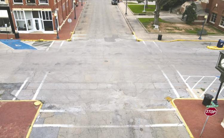 Intersection of 1st & Oklahoma. Photo courtesy of City of Guthrie Facebook page.