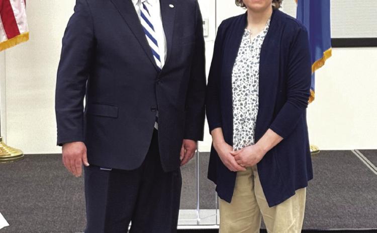 Guthrie District Teacher of the Year Shannon Bural with Superintendent Dr. Mike Simpson. Photo by George McCormick.