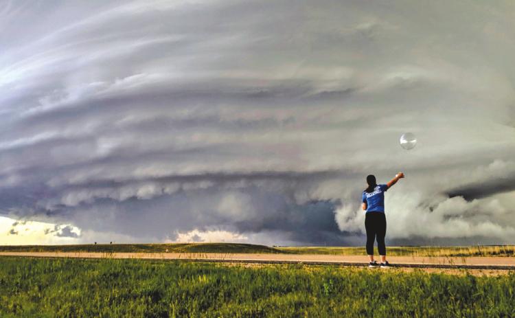 Windsonde launch near Norman, Okla. Windsondes are small weather balloons with attached instrumentation that can be launched every _ #8211;_ 2seconds from a field vehicle, allowing researchers to have many of them in the air at once. (Photo by Christiaan Patterson/OU CIMMS/ NOAANSSL) (NOAA)