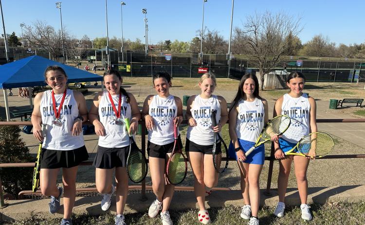 Rylee Tobin and Jillian Minter placed 2nd at 1 doubles, Emma Poupard placed 4th at 1 singles, Kenzie Hardesty placed 6th at 2 singles and Aspen and Hollie Mitchell placed 4th at 2 doubles. Submitted photo