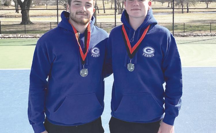 Carson Olmsted and Jaxson Mayer showcase strong doubles play at Booker T. Washington tourney. Photo courtesy of Guthrie Tennis Facebook page