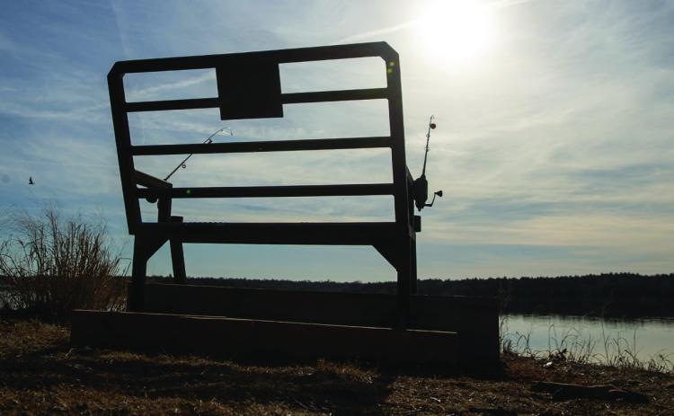 The bench placed at Liberty Lake in honor of Kyle Scruggs.