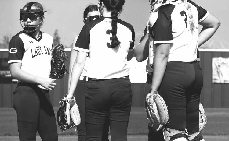 GJJHS Pitching mound Huddle. The GJHS softball team opened its season on August 12 against Bethany. Lady Jays pitcher Emry Hebensterger was stellar early with six strikeouts in the first two innings. Photos by Mike Monahan.