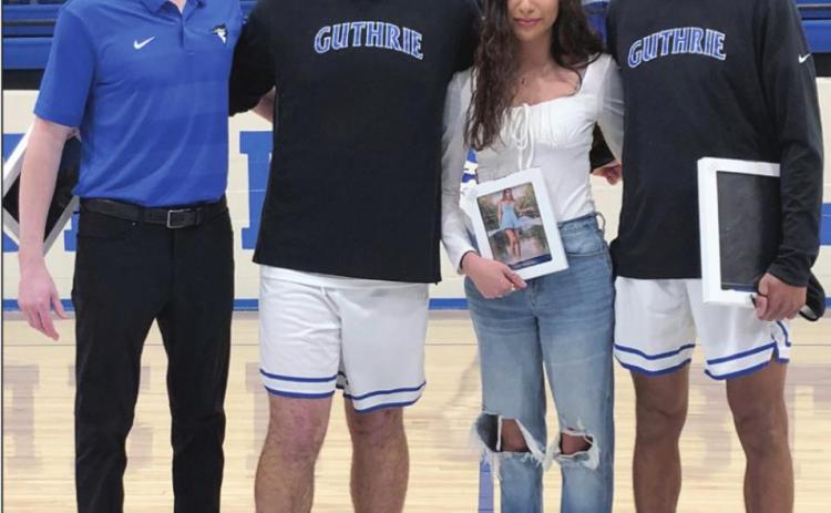 Senior day players and coach.