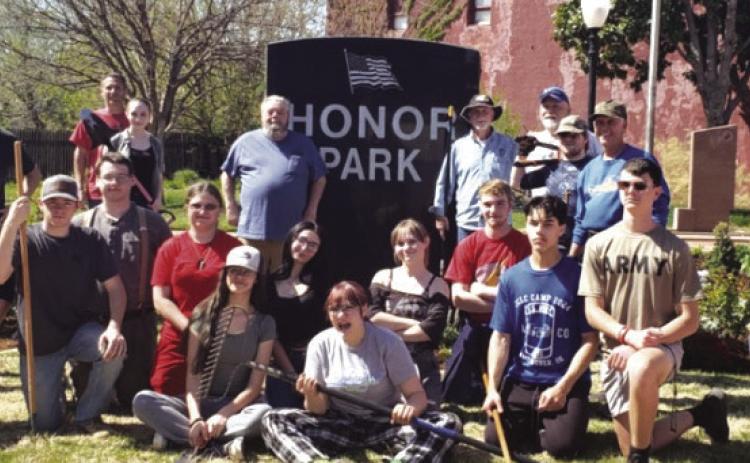 Student Volunteers sprucing up Honor Park, Courtesy Oklahoma '89er Celebration Facebook page