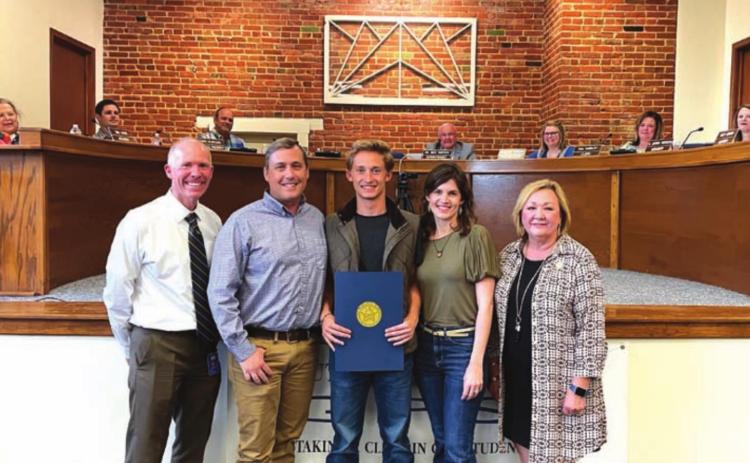 Pictured above GHS Principal Chris LeGrande, Travis Sallee, GHS Senior Dawson Sallee, Kriscinda Sallee and Kala Plagg.