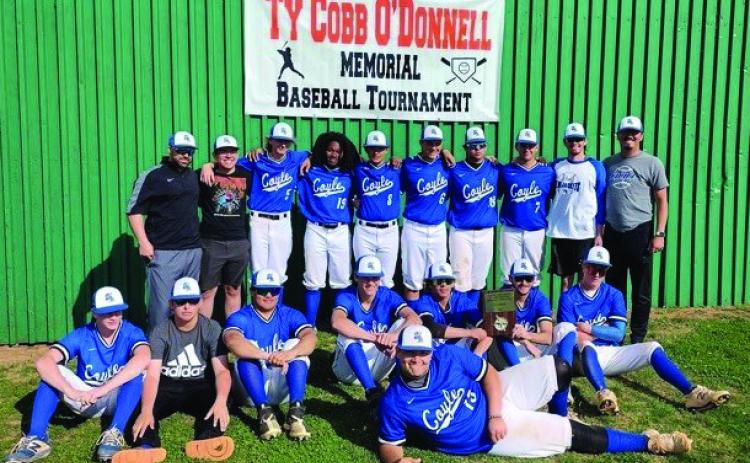 Pictured at right, The Coyle Bluejackets baseball team after winning the Carney Tournament this weekend. The Bluejackets are 11-7 after beating Okeene (10-1), Yale (9-1), and Oilton (21-4) April 4-April 6. The team travels to Covington-Douglas for their last tournament this weekend before opening district play at Ripley with Yale.