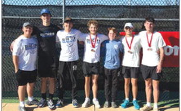 Guthrie Boys at the Duncan Tennis Tournament! 2 doubles Gavin Cook and Isaiah Dearman placed 4th. Carson Olmsted placed 5th at 1 singles, Jaxson Mayer placed 10th at 2 singles and Mason Mayer and Lane Goode placed 5th at 1 doubles!