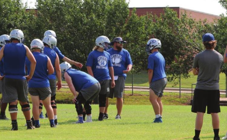 The Guthrie High School football teams opened practice on Monday morning to get ready for the 2021 season. Practice is in shorts and helmets for the first four days as the teams are practicing twice a day. The shoulder pads go on this Friday morning. The Bluejays will host a scrimmage with Bishop Kelly and Lawton on Friday night Aug. 20 with the freshman starting at 6 p.m. There were 59 kids out for the first varsity practice and approximately 25 freshmen for the ninth grade team.