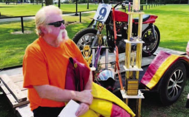 Jim Bachman with his vintage Harley