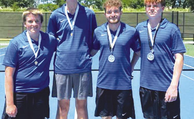 Guthrie High tennis doubles teams Jaxon Mayer and Carson Olmstead and Trenton Edberg and Drake Shelton. Photo courtesy of Guthrie Tennis